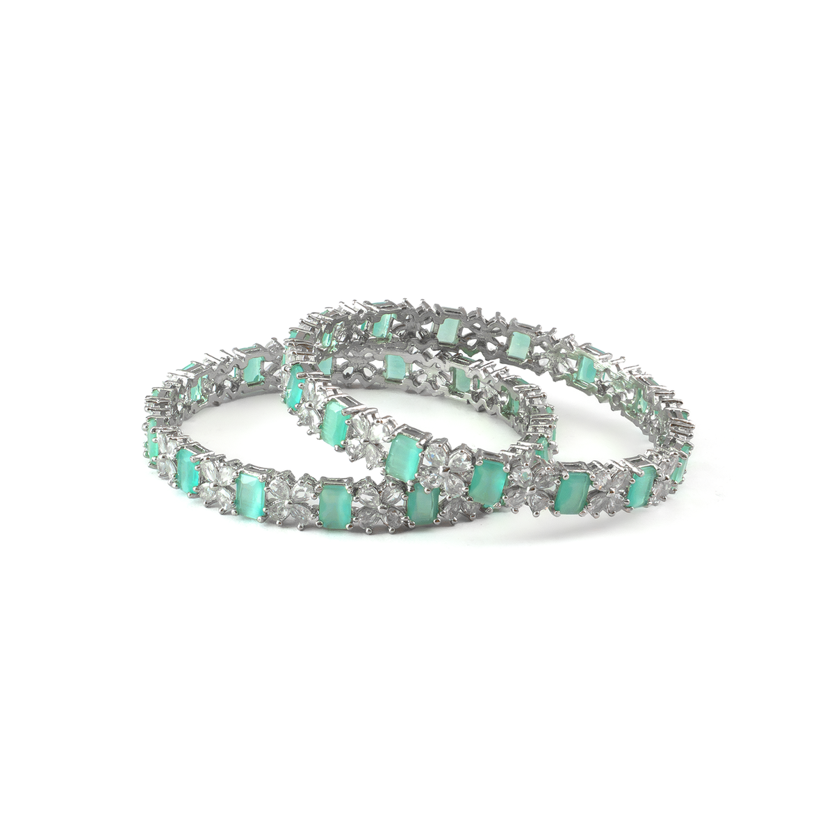 Frost & Flora Zirconia bangles in silver plated finish with cubic zirconia (CZ) stones – view 14 of 36