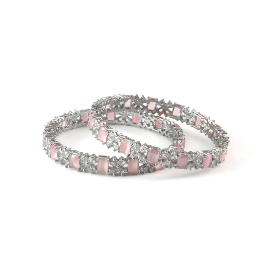 Frost & Flora Zirconia bangles in silver plated finish with cubic zirconia (CZ) stones – view 10 of 36