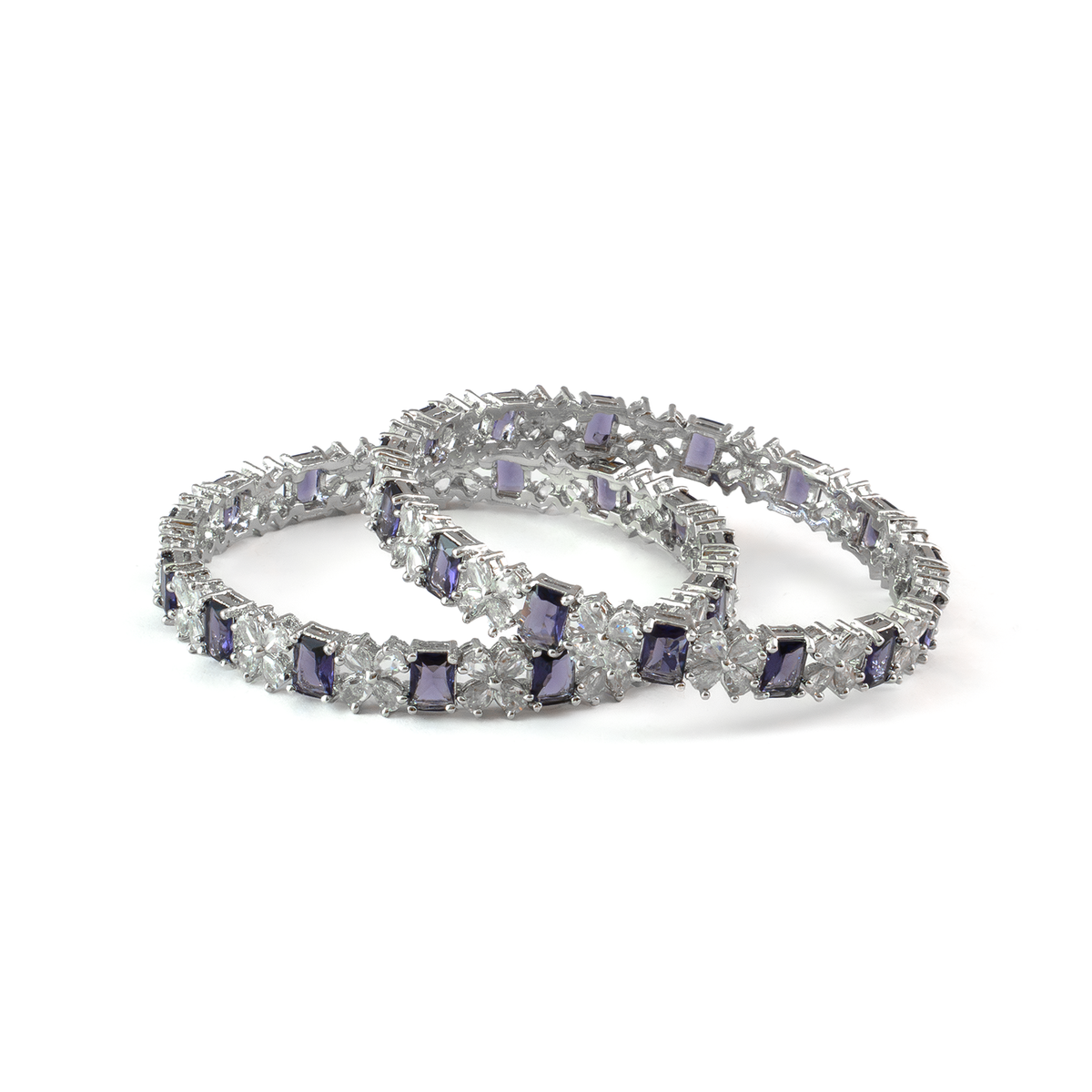 Frost & Flora Zirconia bangles in silver plated finish with cubic zirconia (CZ) stones – view 26 of 36