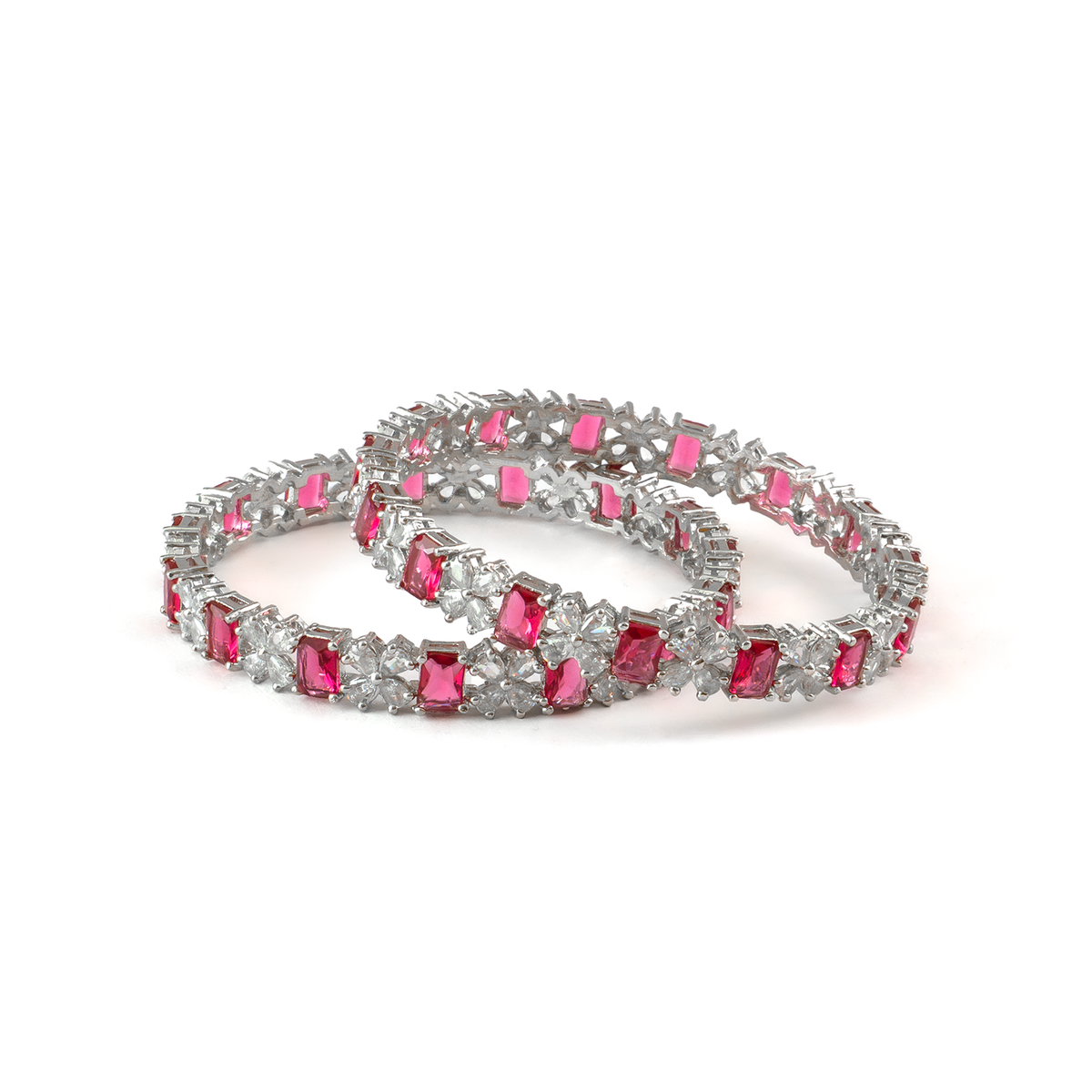 Frost & Flora Zirconia bangles in silver plated finish with cubic zirconia (CZ) stones – view 30 of 36