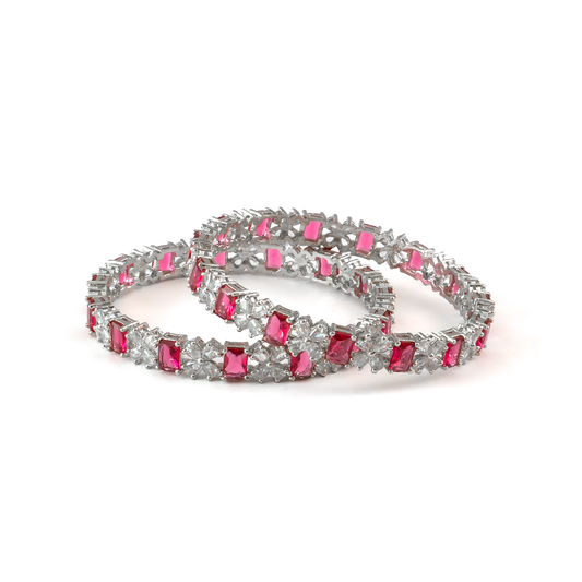 Frost & Flora Zirconia bangles in silver plated finish with cubic zirconia (CZ) stones – view 30 of 36