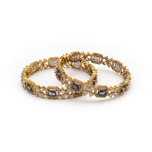 Cubic Stone AD Floral bangles in 18K gold plated finish with sparkling American diamond (AD) stones – view 22 of 24