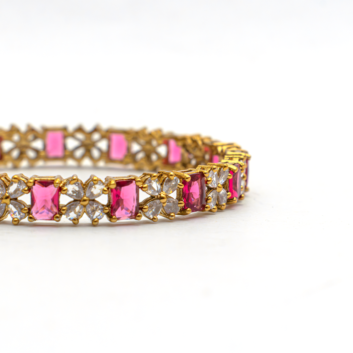 Frost & Flora Zirconia bangles in 18K gold plated finish with cubic zirconia (CZ) stones – view 12 of 20