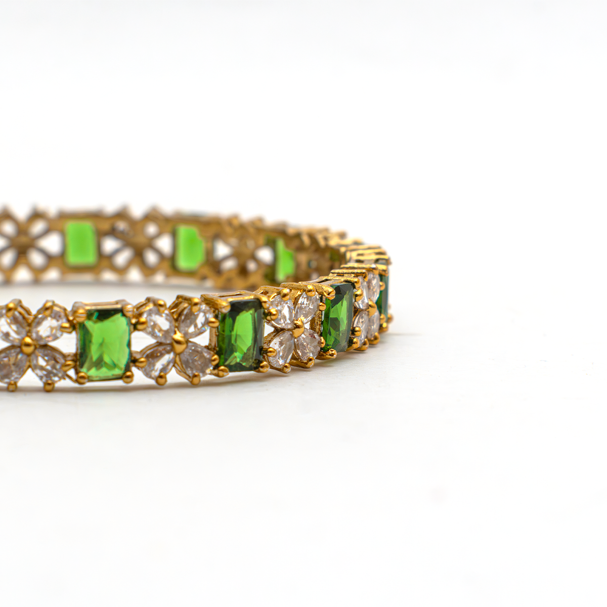 Frost & Flora Zirconia bangles in 18K gold plated finish with cubic zirconia (CZ) stones – view 4 of 20
