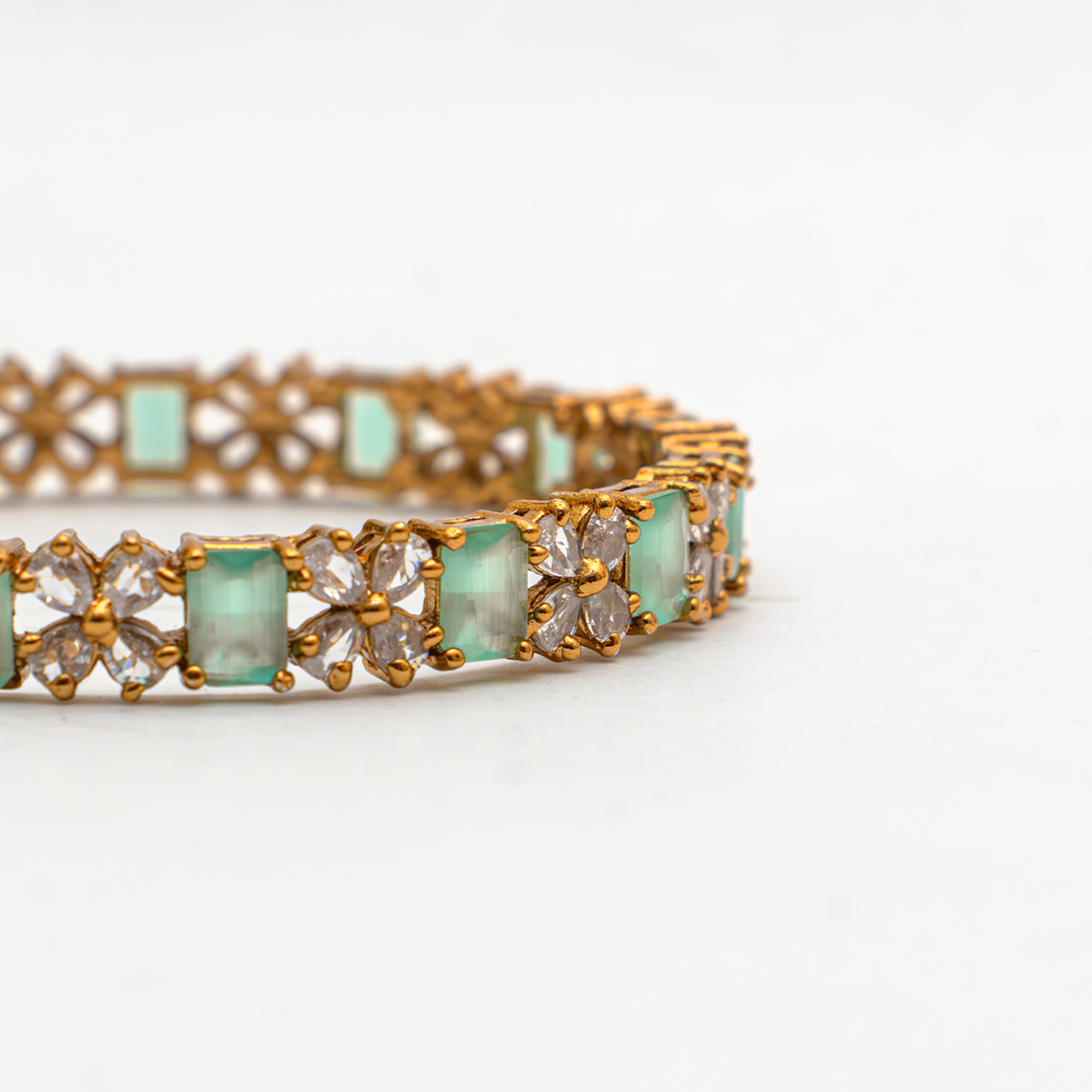 Frost & Flora Zirconia bangles in 18K gold plated finish with cubic zirconia (CZ) stones – view 8 of 20