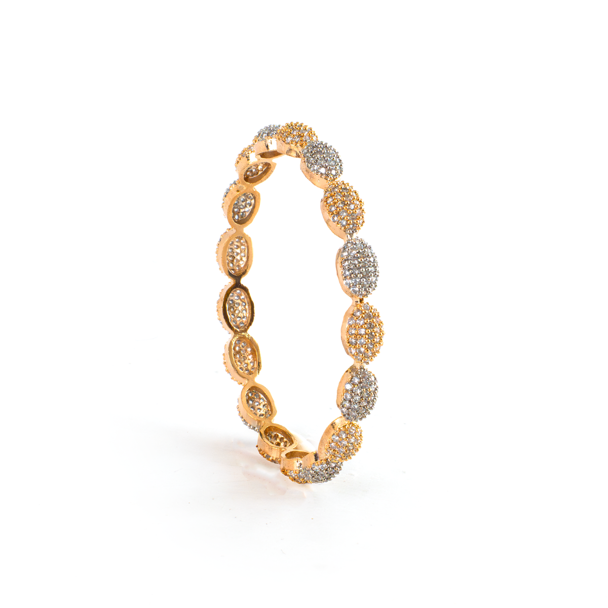 Oval Beaded bangles in dual-tone gold and silver plated finish