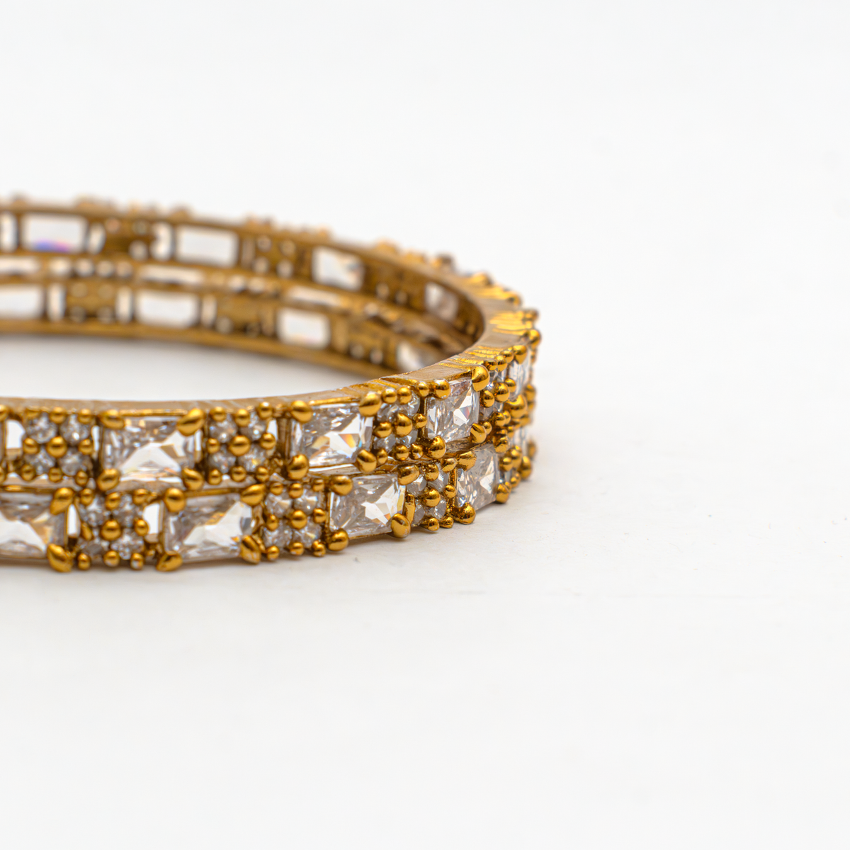 Mehndi Glam CZ bangles in 18K gold plated finish with cubic zirconia (CZ) stones – view 24 of 28