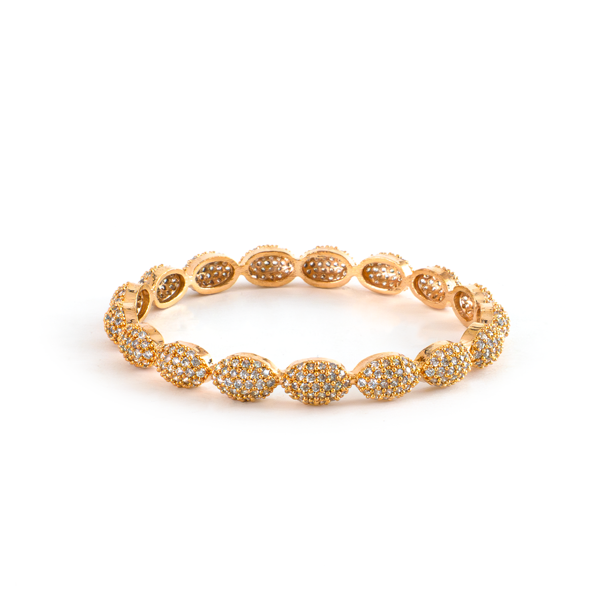 Oval Beaded Studded bangles in gold plated finish – view 3 of 4