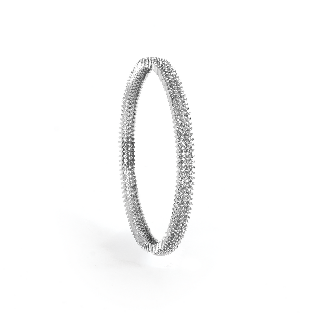 Three-Line Zirconia bangles in silver plated finish with cubic zirconia (CZ) stones