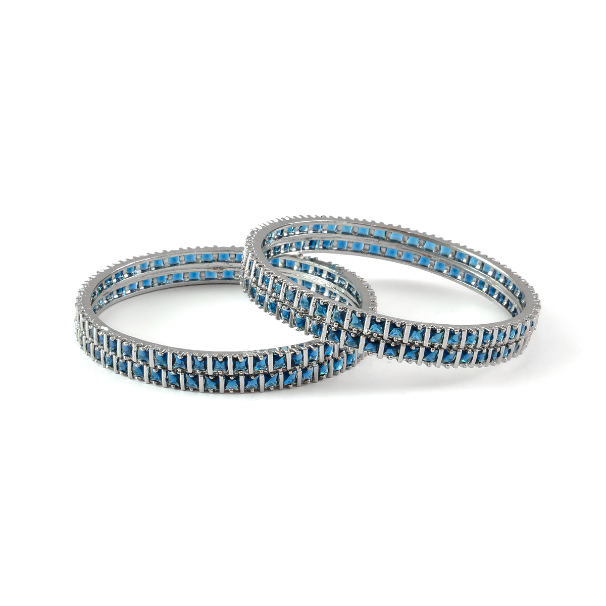 Winter Orchid Zirconia bangles in silver plated finish with cubic zirconia (CZ) stones – view 2 of 12