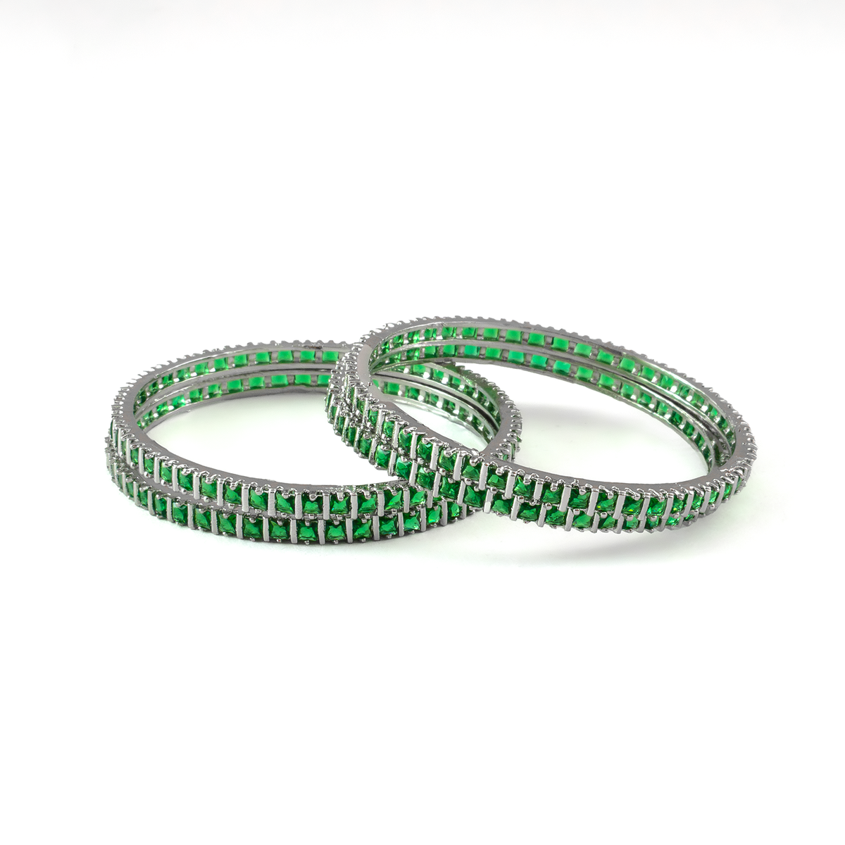 Winter Orchid Zirconia bangles in silver plated finish with cubic zirconia (CZ) stones – view 6 of 12