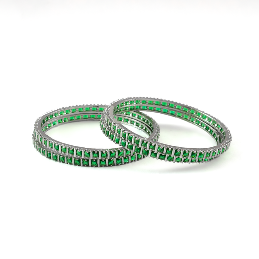 Winter Orchid Zirconia bangles in silver plated finish with cubic zirconia (CZ) stones – view 6 of 12