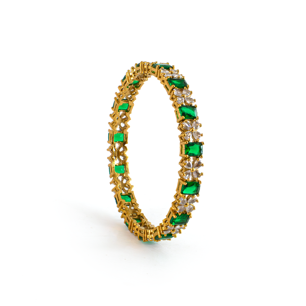 Frost & Flora Zirconia bangles in 18K gold plated finish with cubic zirconia (CZ) stones