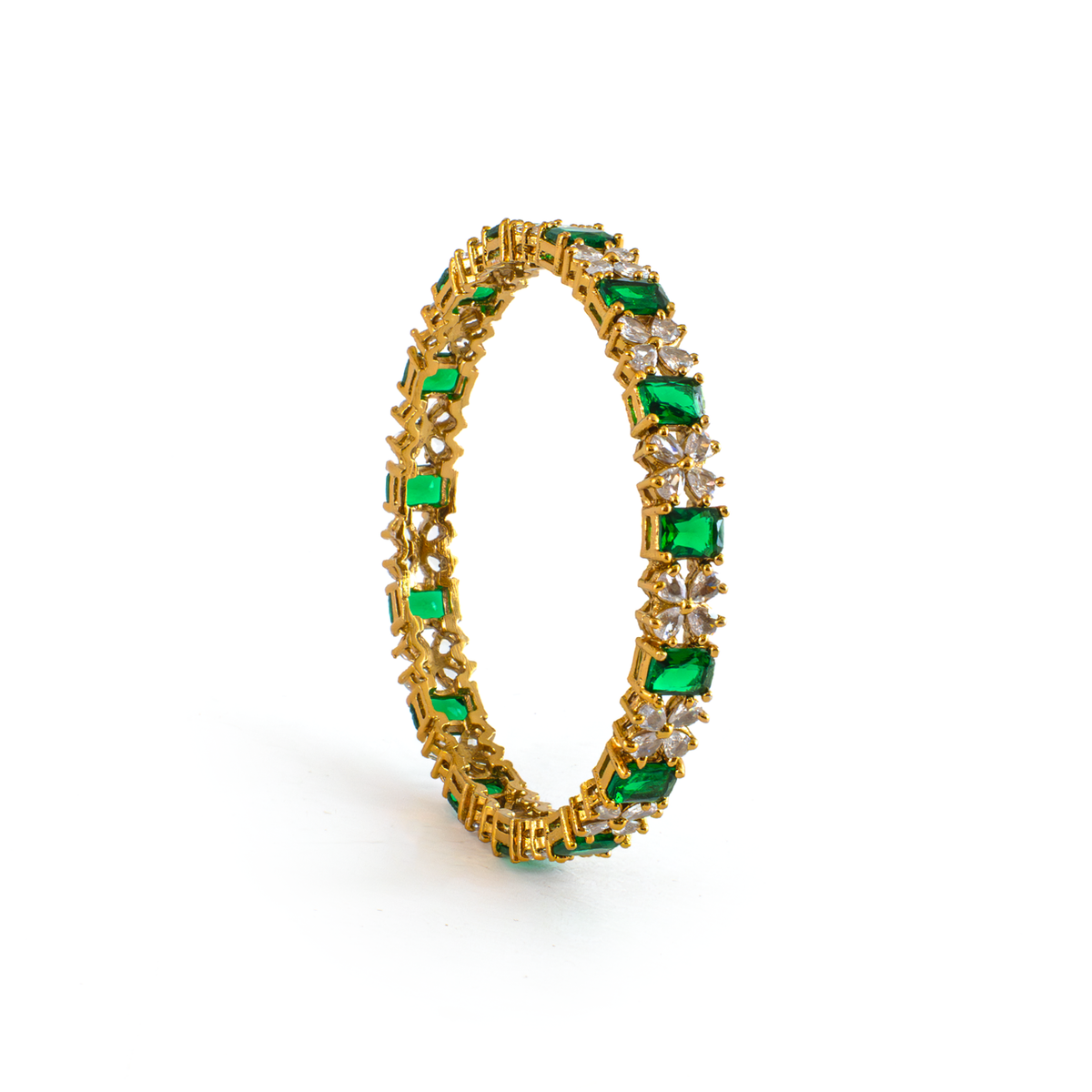 Frost & Flora Zirconia bangles in 18K gold plated finish with cubic zirconia (CZ) stones