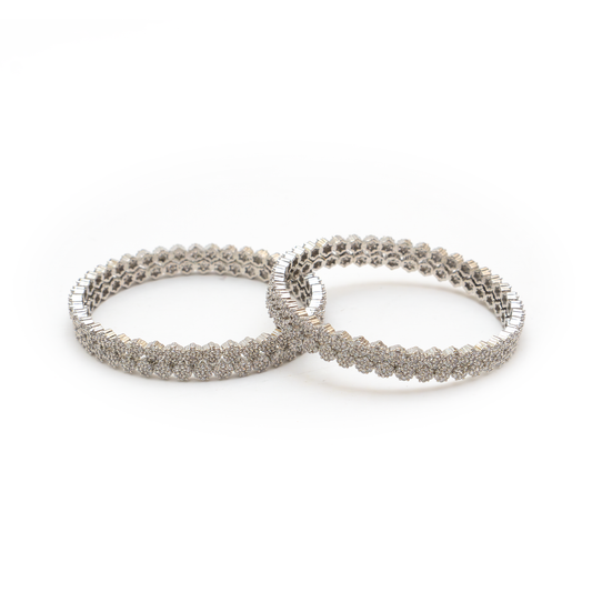Double Trouble Zirconia bangles in silver plated finish with cubic zirconia (CZ) stones – view 2 of 4