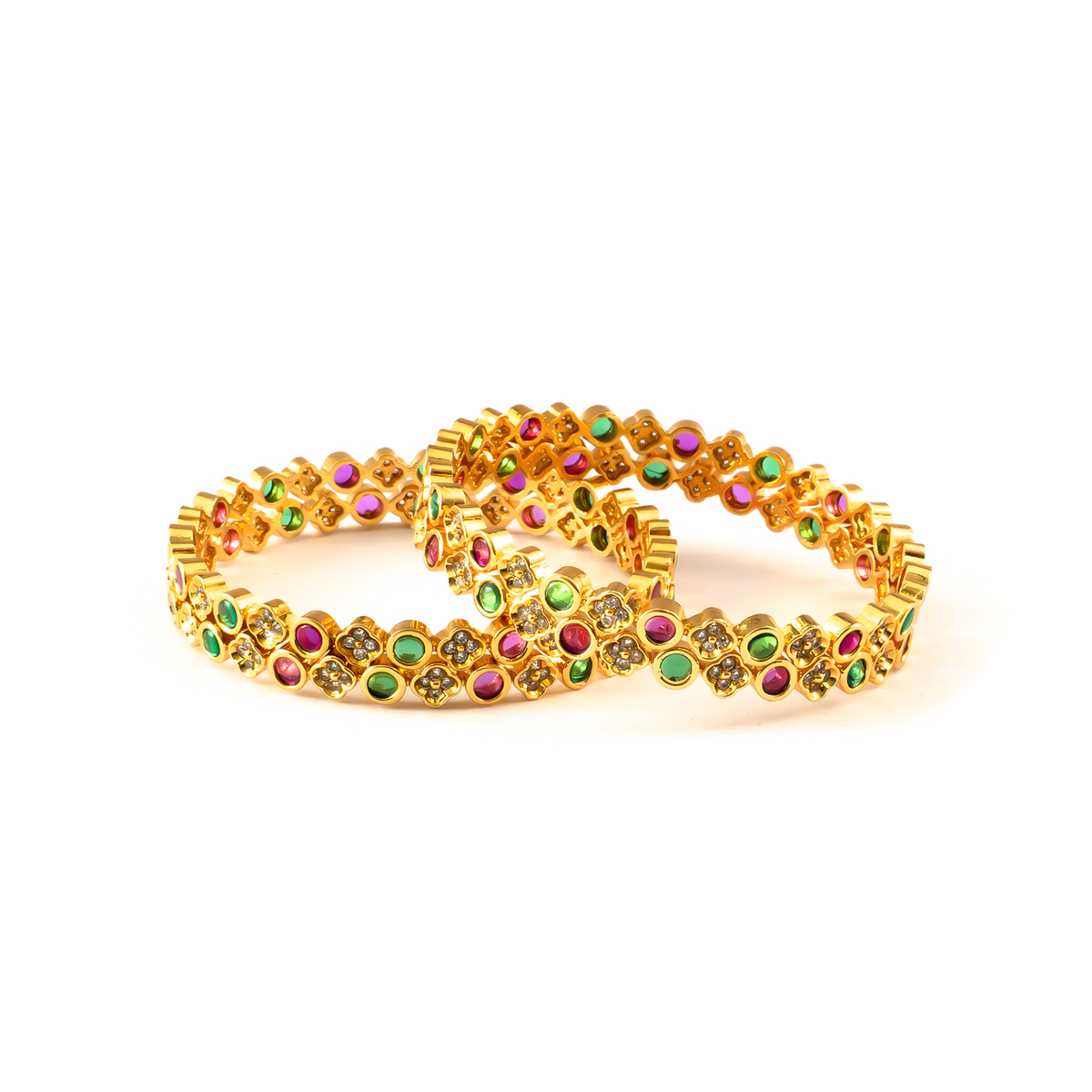 Regal Grace AD bangles in 24K gold plated finish with sparkling American diamond (AD) stones – view 2 of 4