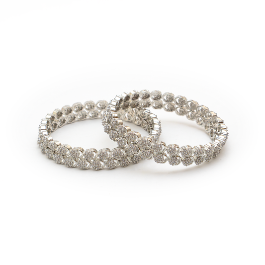 Daisy Zirconia Stone Studded bangles in silver plated finish with cubic zirconia (CZ) stones – view 2 of 4
