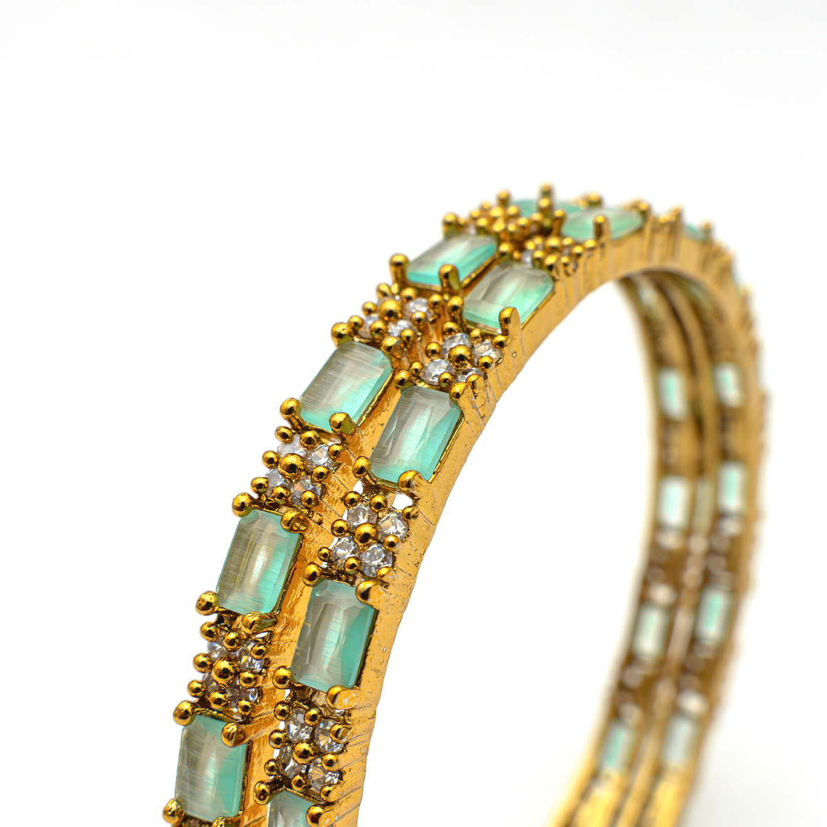 Mehndi Glam CZ bangles in 18K gold plated finish with cubic zirconia (CZ) stones – view 8 of 28