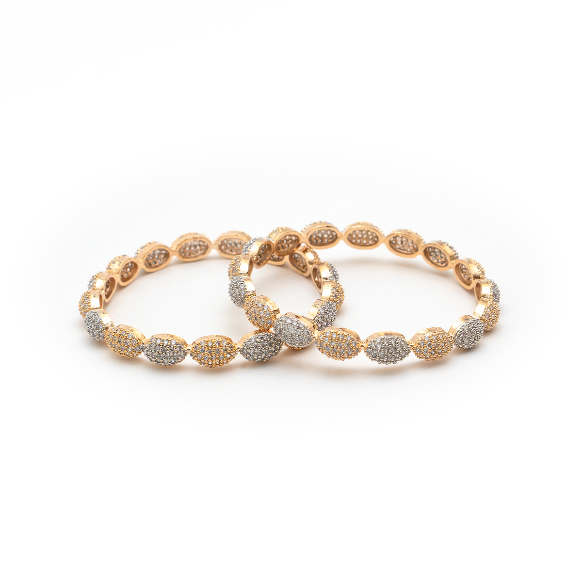 Oval Beaded bangles in dual-tone gold and silver plated finish – view 2 of 4