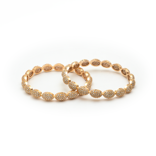 Oval Beaded Studded bangles in gold plated finish – view 2 of 4
