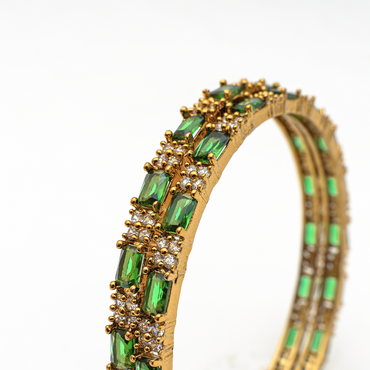 Mehndi Glam CZ bangles in 18K gold plated finish with cubic zirconia (CZ) stones – view 4 of 28
