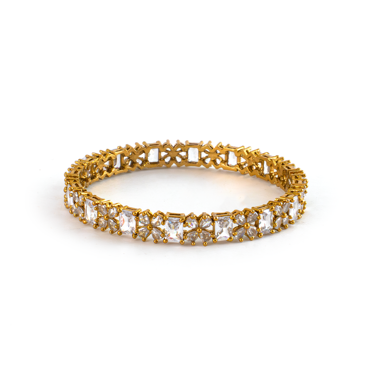 Frost & Flora Zirconia bangles in 18K gold plated finish with cubic zirconia (CZ) stones – view 15 of 20