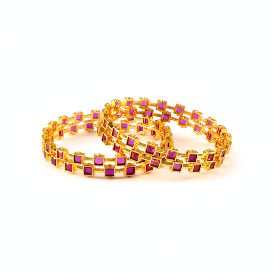 Garden Green AD bangles in 24K gold plated finish with sparkling American diamond (AD) stones – view 6 of 12