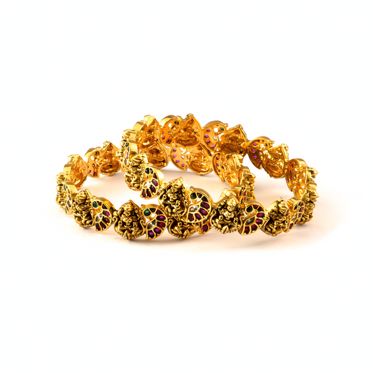 Antique Royal Trousseau bangles in 24K gold plated finish – view 2 of 4