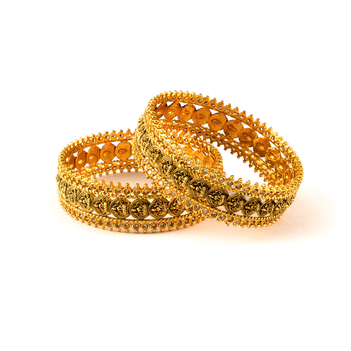 Antique Traditional bangles in 24K gold plated finish – view 2 of 4