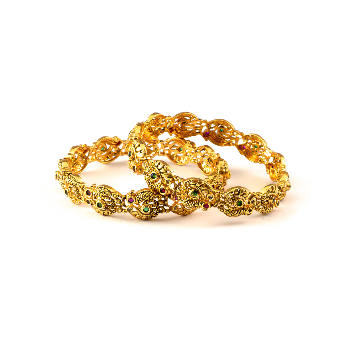 Opulent Vintage Charm bangles in 24K gold plated finish – view 2 of 4