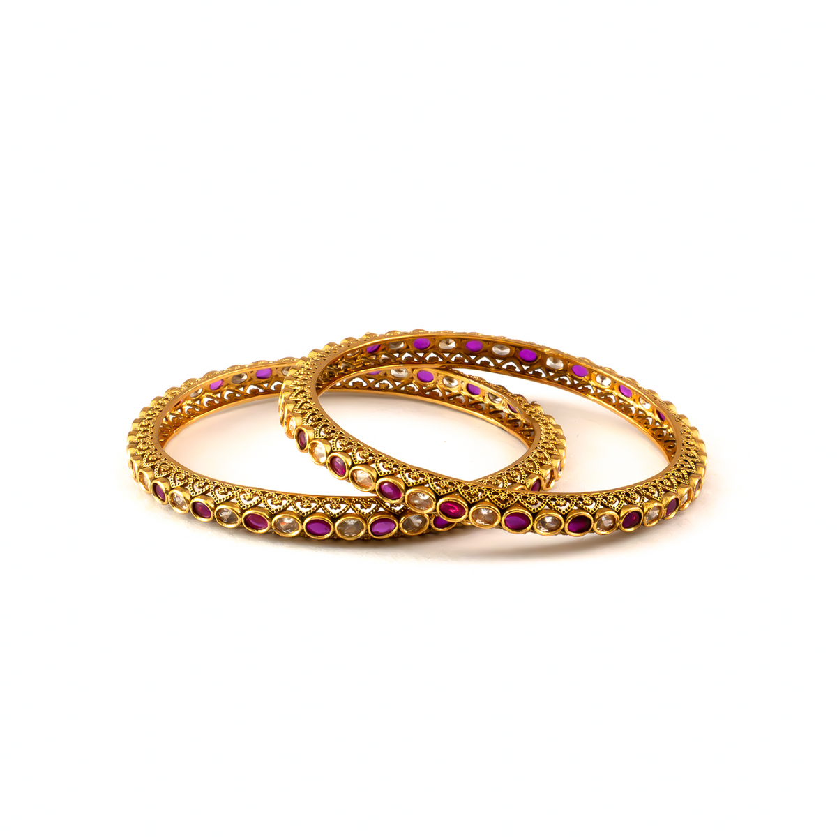 Majestic Antique Artisan bangles in 24K gold plated finish – view 2 of 4