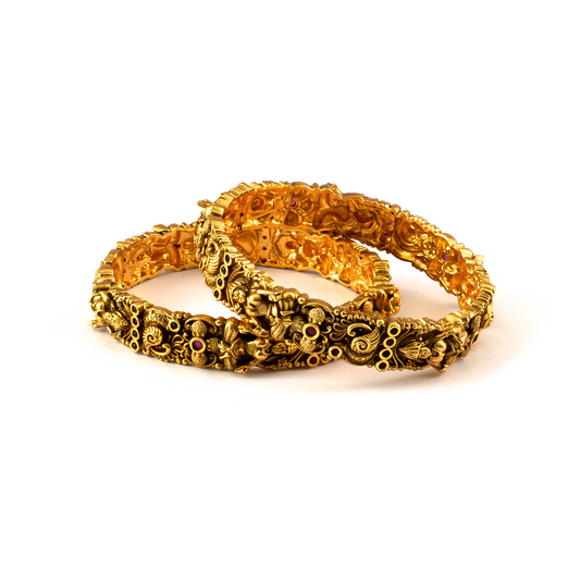 Imperial Antique Handcrafted bangles in 24K gold plated finish – view 2 of 4