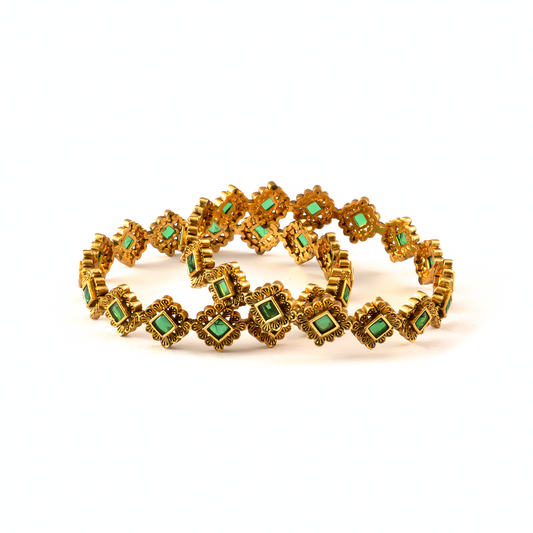 Rangoli Design bangles in 24K gold plated finish – view 6 of 8