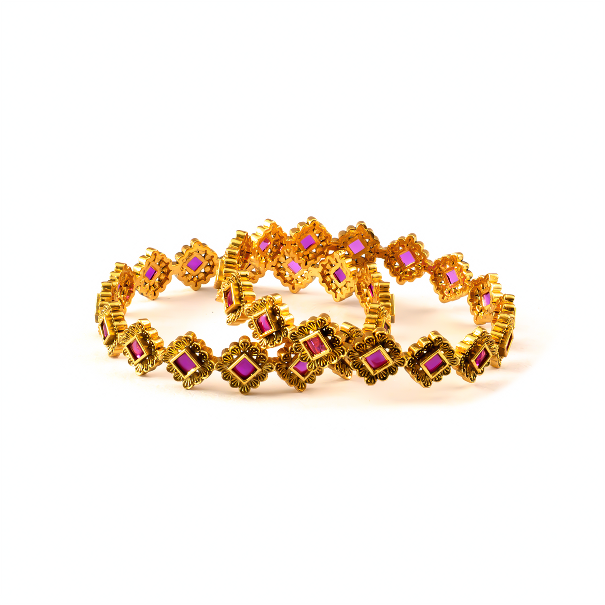Rangoli Design bangles in 24K gold plated finish – view 2 of 8