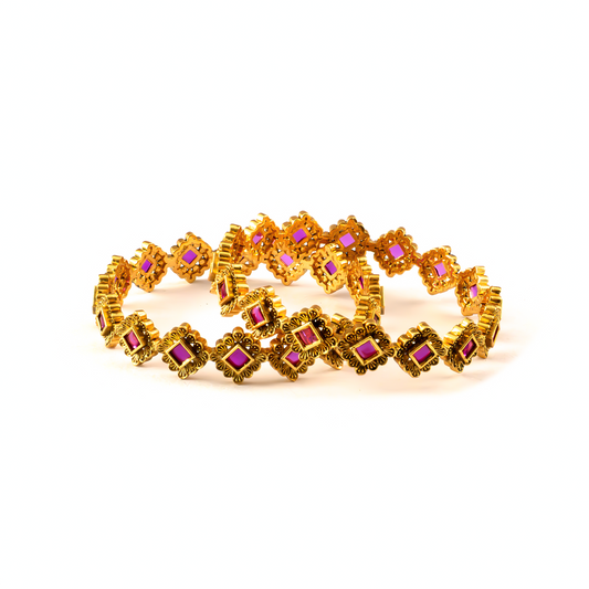 Rangoli Design bangles in 24K gold plated finish – view 2 of 8