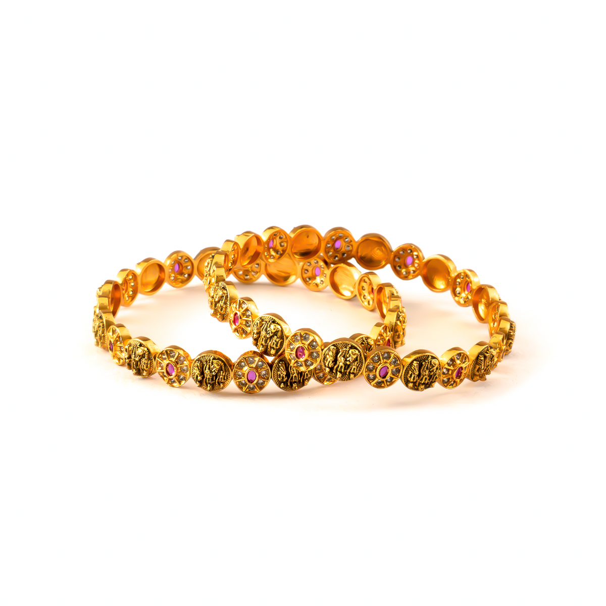 Temple Style bangles in 24K gold plated finish – view 2 of 8