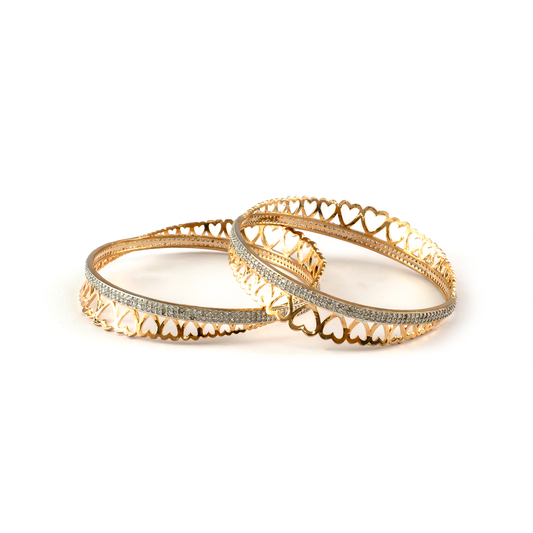 Solstice Sparkle CZ bangles in gold plated finish with cubic zirconia (CZ) stones – view 2 of 4