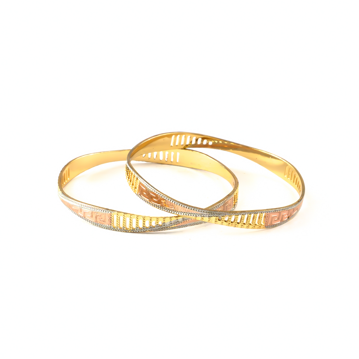 Aura Tri-Tone CNC bangles in gold plated finish – view 2 of 4