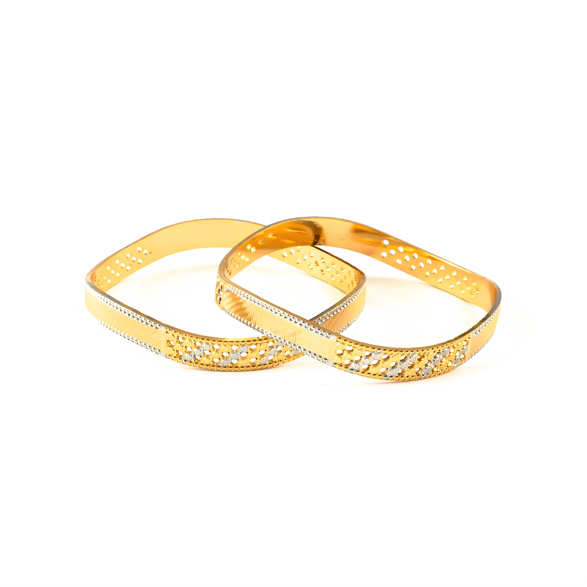 2-Tone Precision CNC bangles in gold plated finish – view 2 of 4