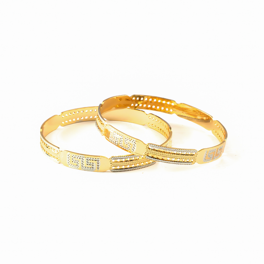 DuoGlow 2-Tone CNC bangles in gold plated finish – view 2 of 4