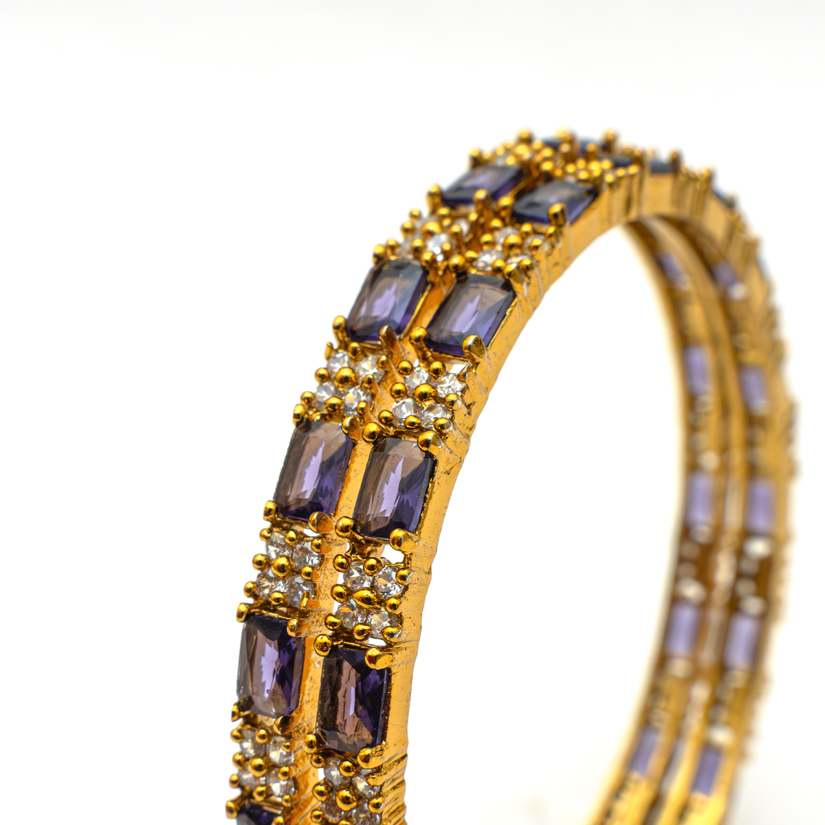 Mehndi Glam CZ bangles in 18K gold plated finish with cubic zirconia (CZ) stones – view 12 of 28