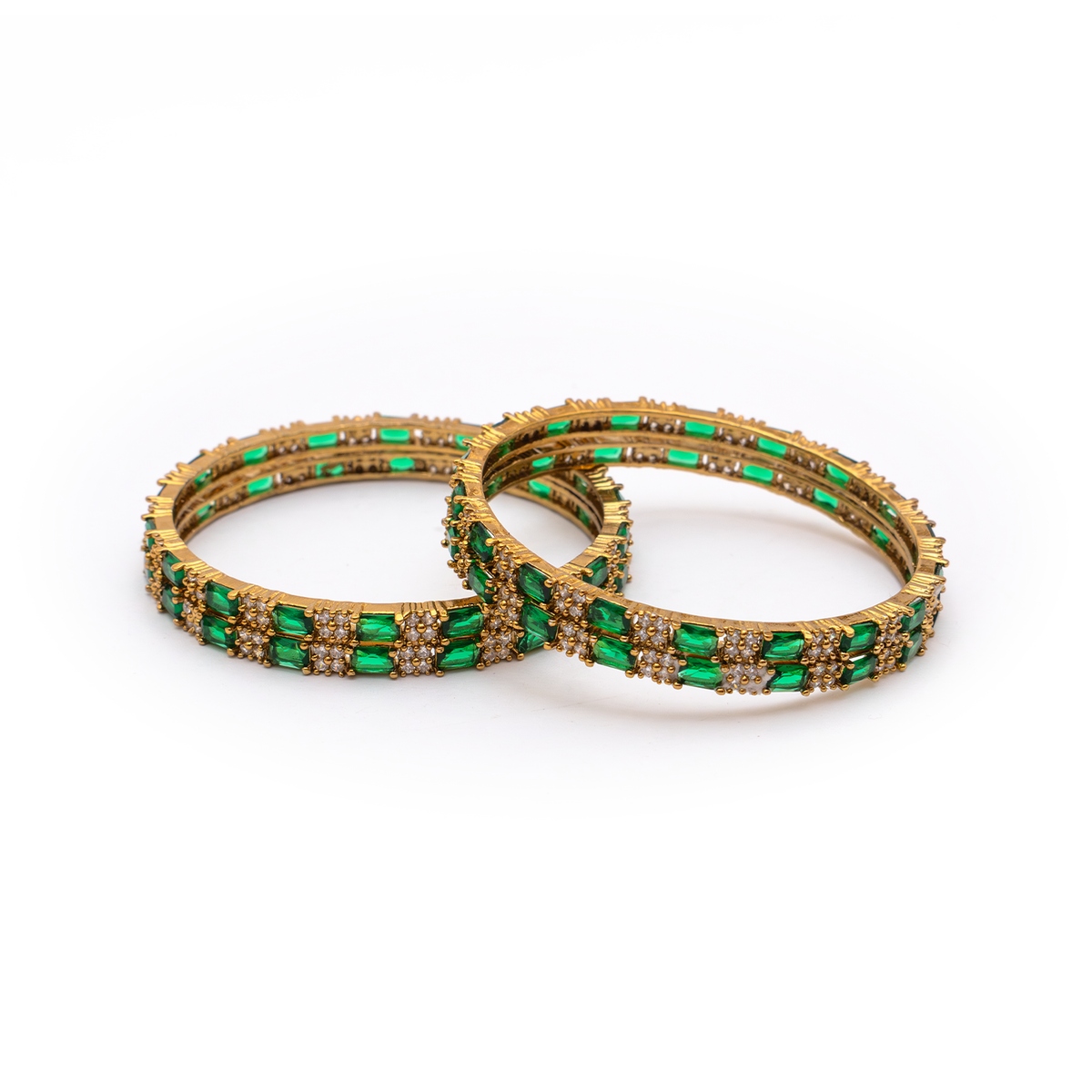 Mehndi Glam CZ bangles in 18K gold plated finish with cubic zirconia (CZ) stones – view 2 of 28