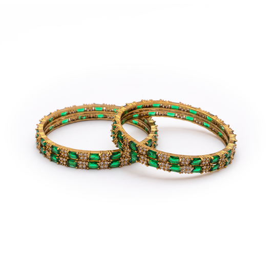 Mehndi Glam CZ bangles in 18K gold plated finish with cubic zirconia (CZ) stones – view 2 of 28