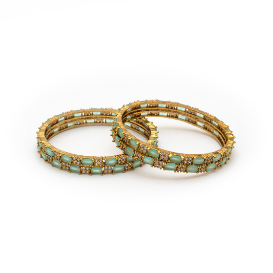 Mehndi Glam CZ bangles in 18K gold plated finish with cubic zirconia (CZ) stones – view 6 of 28