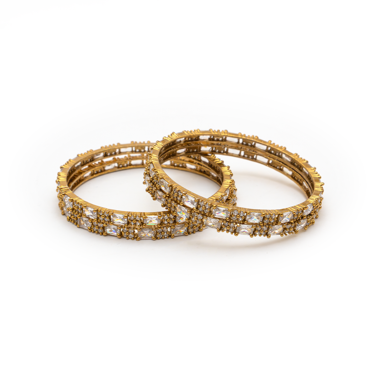 Mehndi Glam CZ bangles in 18K gold plated finish with cubic zirconia (CZ) stones – view 22 of 28