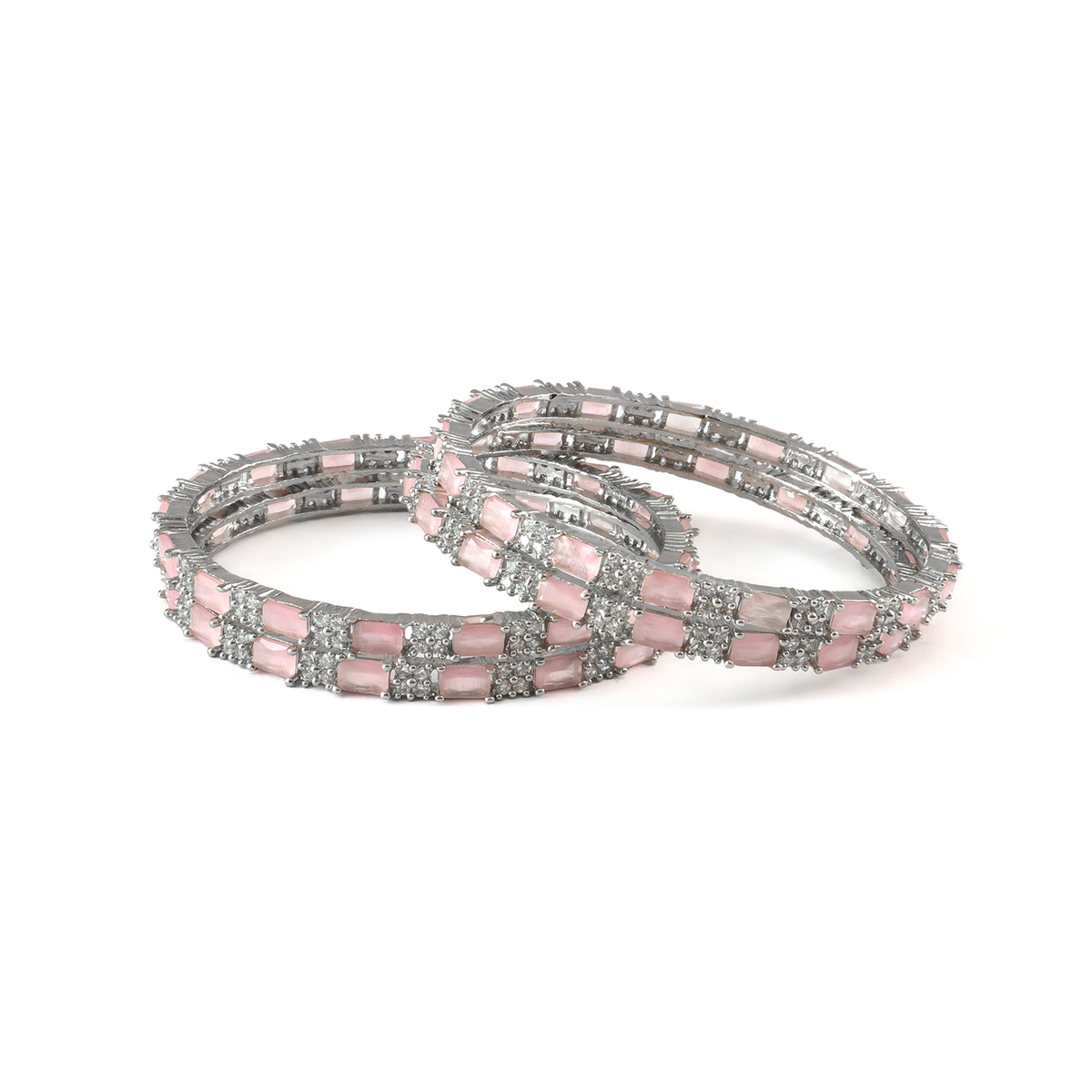Purple Glam CZ bangles in silver plated finish with cubic zirconia (CZ) stones – view 2 of 16