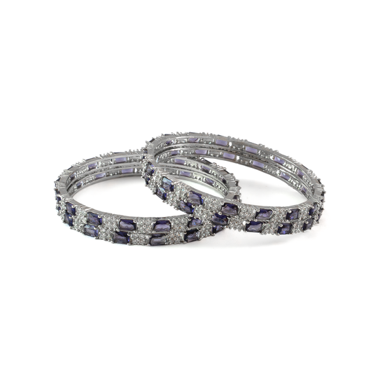 Purple Glam CZ bangles in silver plated finish with cubic zirconia (CZ) stones – view 6 of 16
