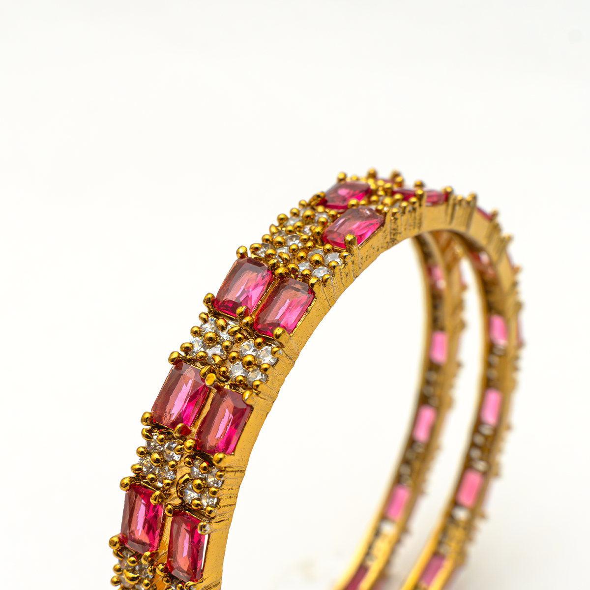 Mehndi Glam CZ bangles in 18K gold plated finish with cubic zirconia (CZ) stones – view 20 of 28