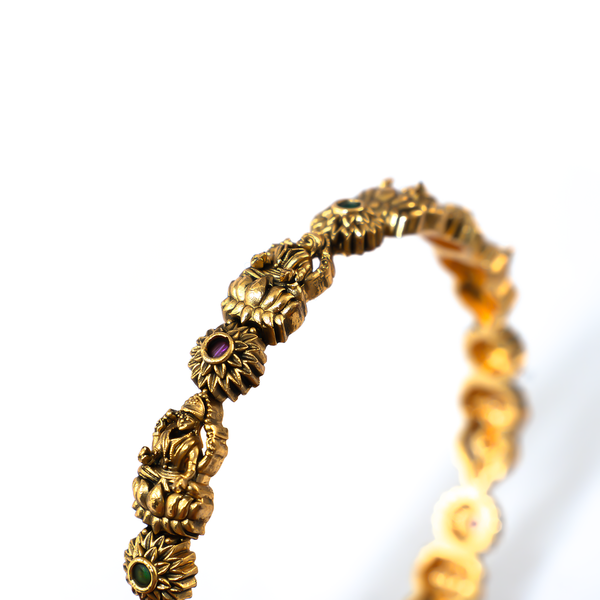 Divine Lakshmi Ruby bangles in 24K gold plated finish with ruby-red stones – view 4 of 4