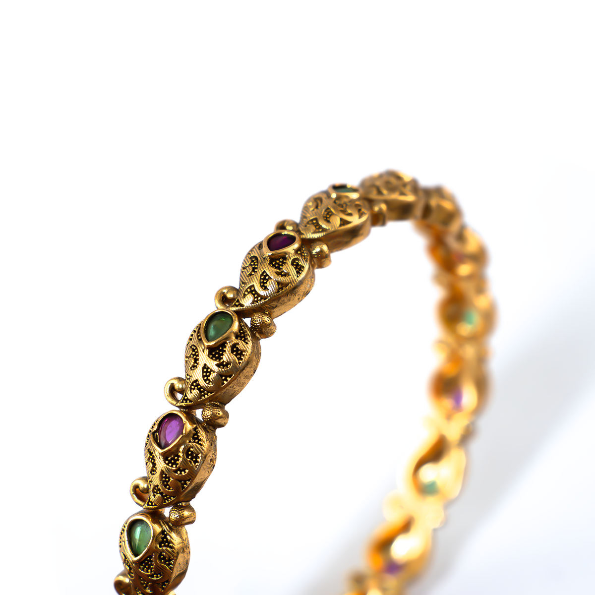 Antique Heritage Ruby & Emerald bangles in 24K gold plated finish – view 4 of 4